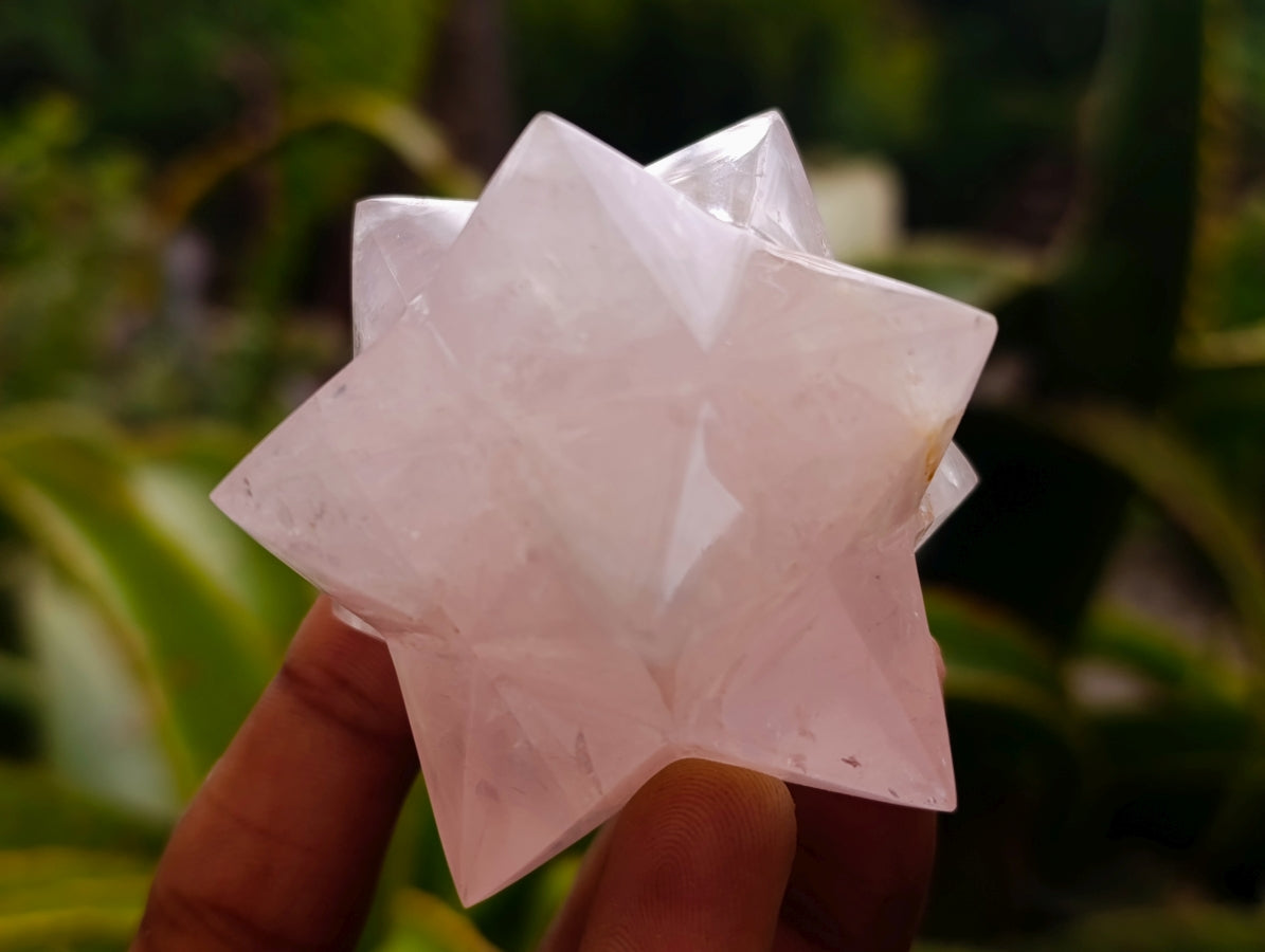 Hand Made Gemmy Rose Quartz Merkabahs x 3 From Madagascar