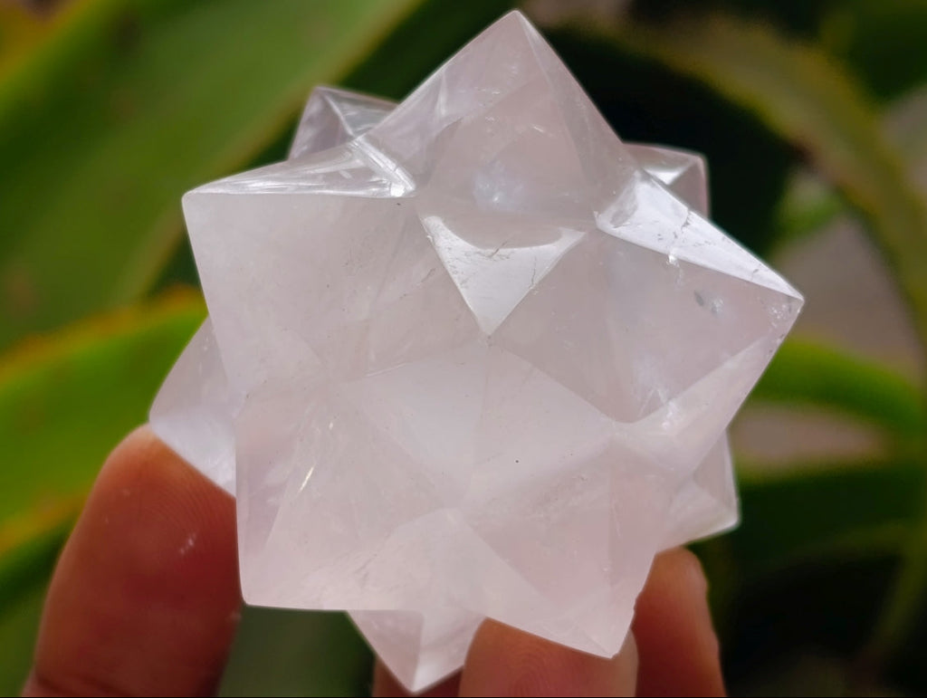 Hand Made Gemmy Rose Quartz Merkabahs x 3 From Madagascar