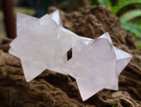 Hand Made Gemmy Rose Quartz Merkabahs x 3 From Madagascar