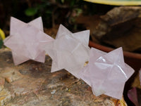 Hand Made Gemmy Rose Quartz Merkabahs x 3 From Madagascar