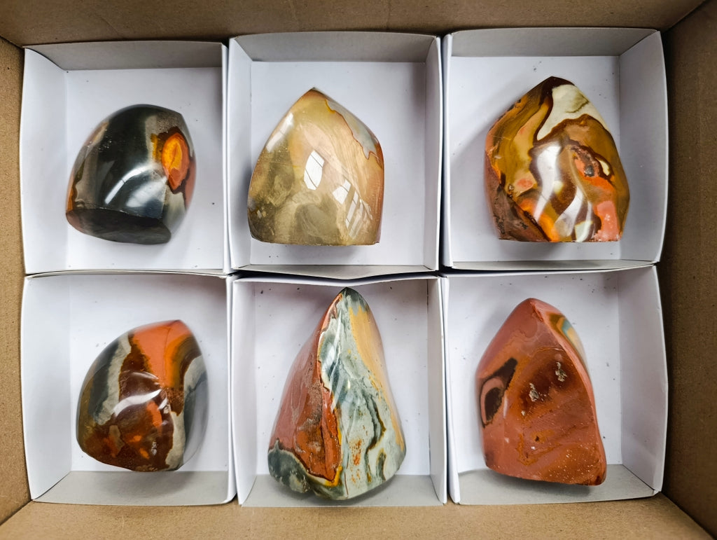 Polished Polychrome Jasper Flames x 6 From NW Coast, Madagascar