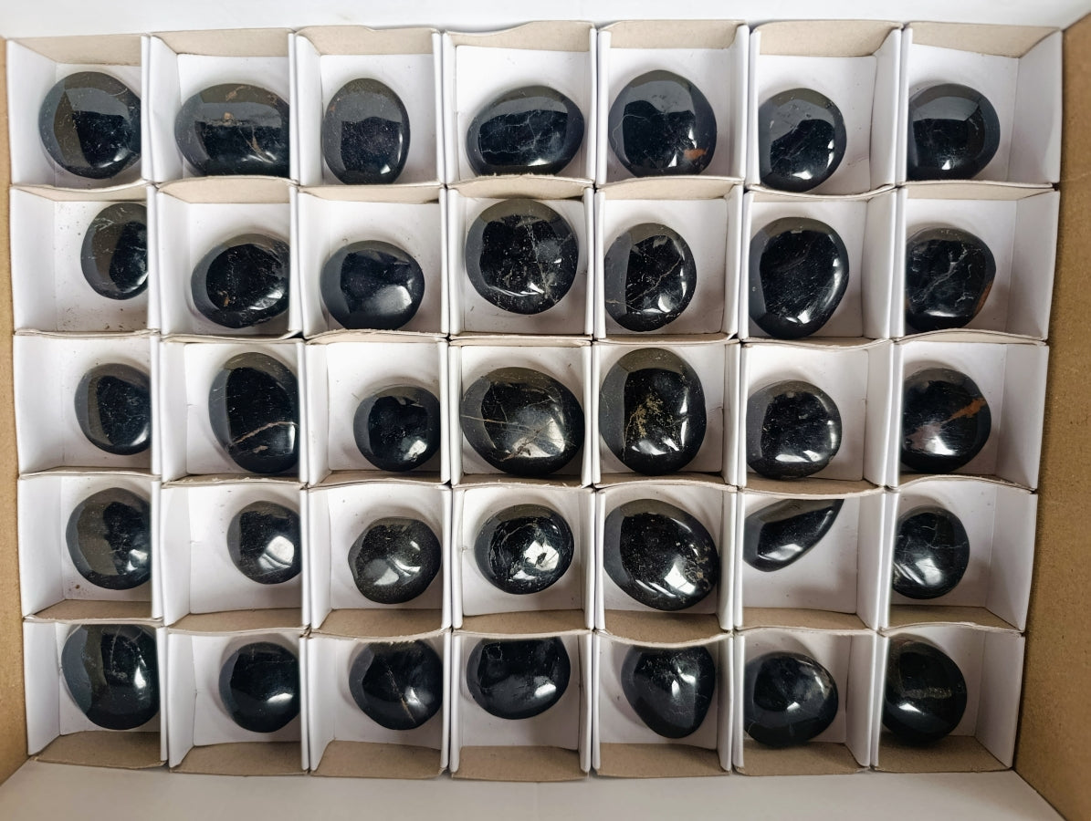 Polished Mini Black Tourmaline Free Forms x 35 From Madagascar