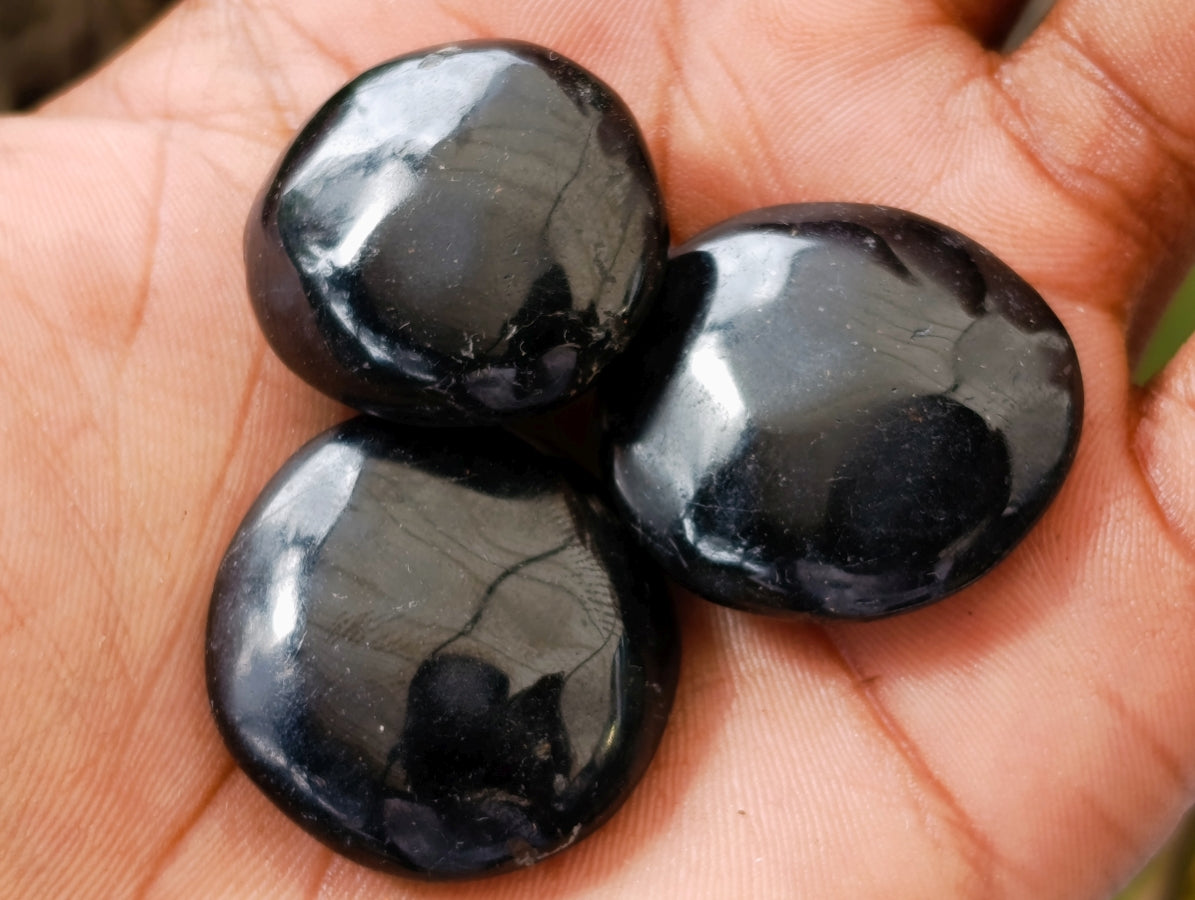 Polished Mini Black Tourmaline Free Forms x 35 From Madagascar