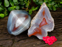 Polished One Side Red Shashe River Agate Nodules x 2 From Shashe River, Zimbabwe