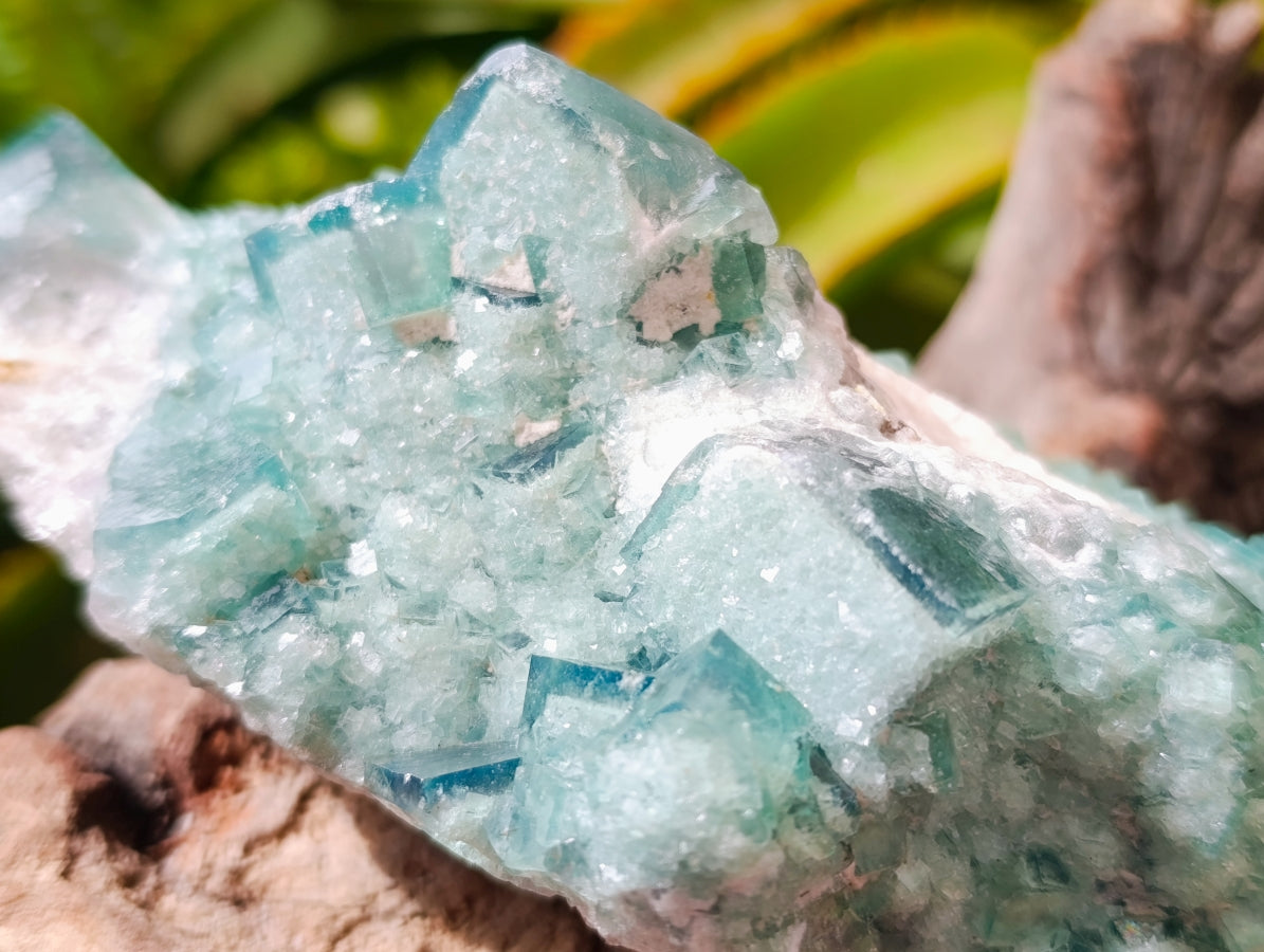 Natural Cubic Green Fluorite Cluster Specimens x 3 From Mandrosonoro, Madagascar