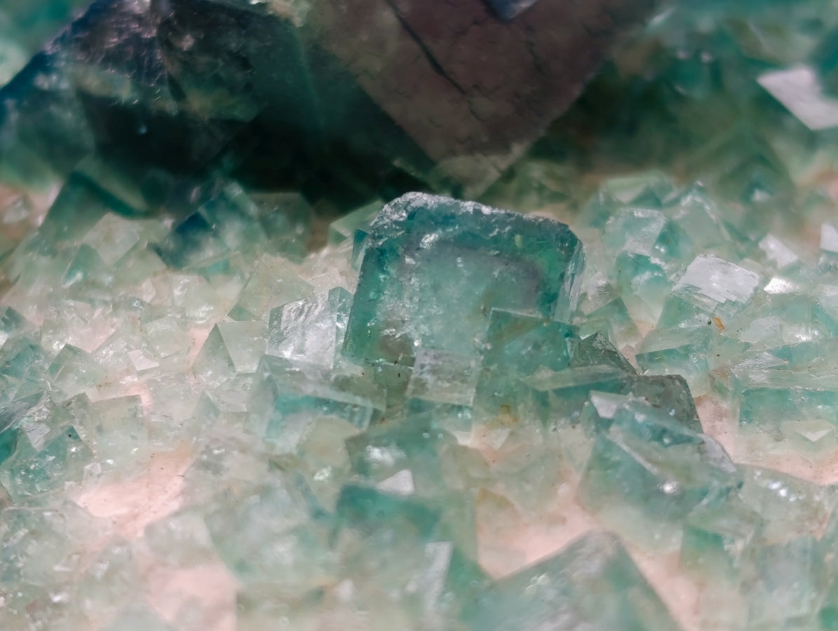 Natural Cubic Green Fluorite Cluster Specimens x 3 From Mandrosonoro, Madagascar