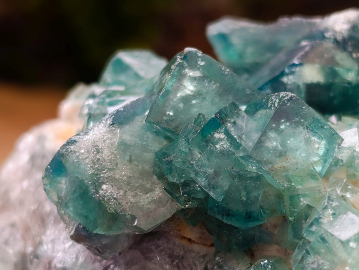 Natural Cubic Green Fluorite Cluster Specimens x 3 From Mandrosonoro, Madagascar