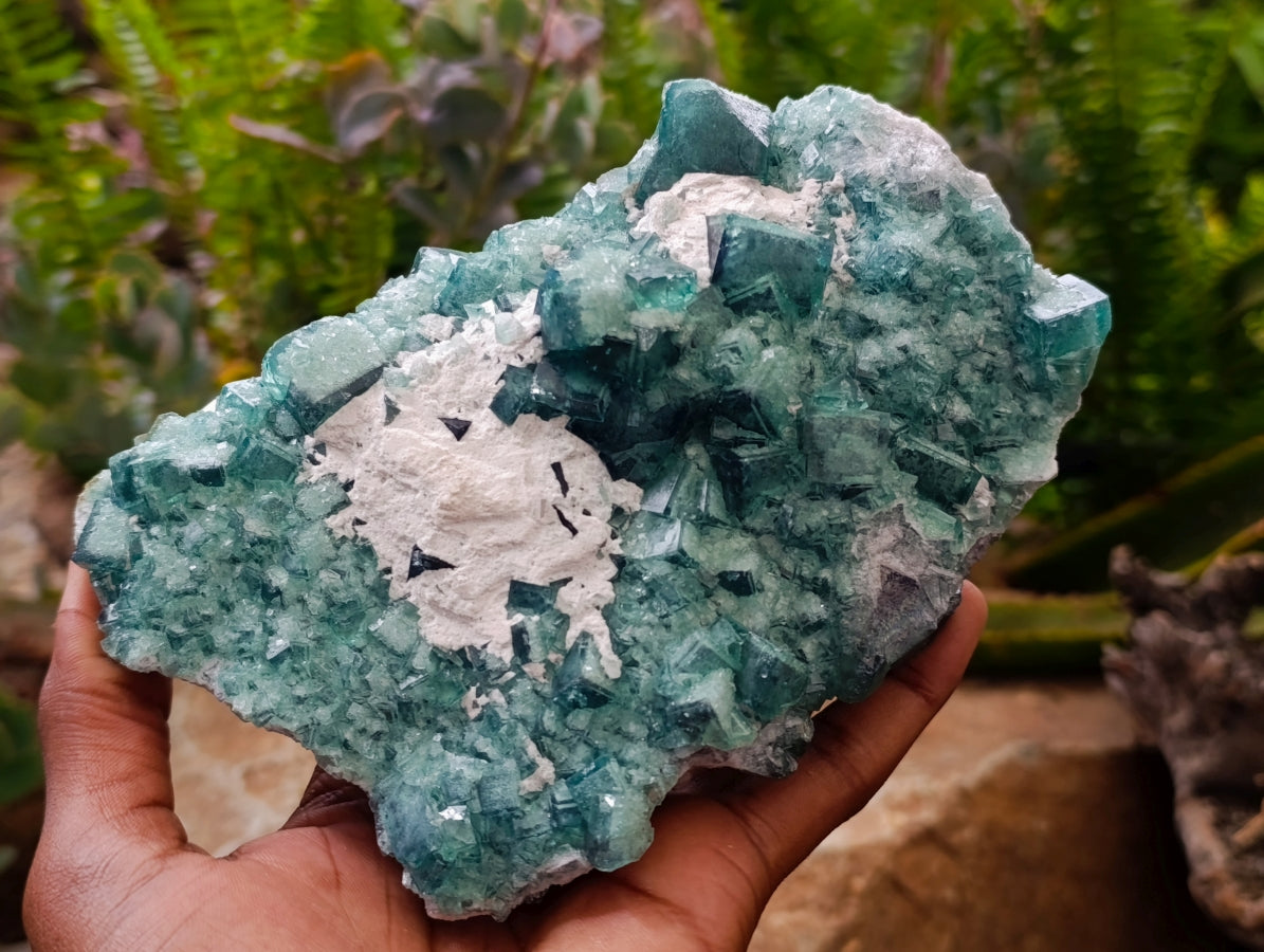 Natural Cubic Green Fluorite Cluster Specimens x 3 From Mandrosonoro, Madagascar