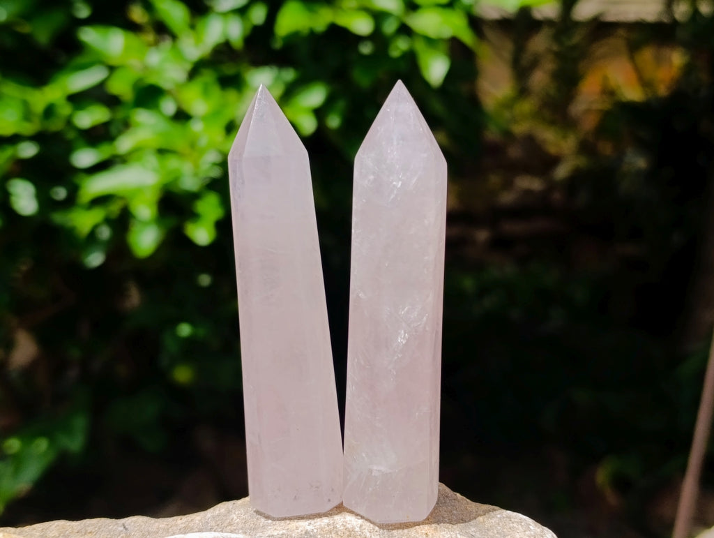 Polished Gemmy Rose Quartz Crystals x 12 From Madagascar