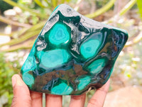 Polished Flower Banded Malachite Free Forms x 4 From Congo