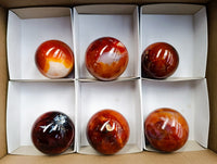 Polished Carnelian Agate Gemstone Spheres x 6 From Madagascar