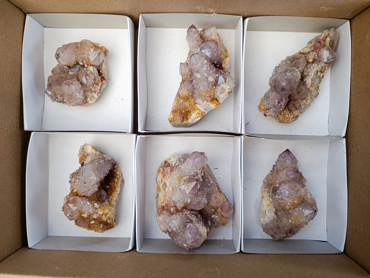 Natural Drusy Amethyst Spirit Clusters x 6 From Boekenhouthoek, South Africa