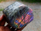 Polished Rare Purple Sunset Flash Labradorite Standing Free Forms x 2 From Madagascar - Toprock Gemstones and Minerals 