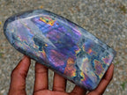 Polished Rare Purple Sunset Flash Labradorite Standing Free Forms x 2 From Madagascar - Toprock Gemstones and Minerals 
