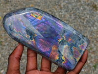 Polished Rare Purple Sunset Flash Labradorite Standing Free Forms x 2 From Madagascar