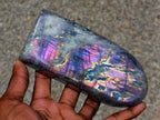 Polished Rare Purple Sunset Flash Labradorite Standing Free Forms x 2 From Madagascar - Toprock Gemstones and Minerals 