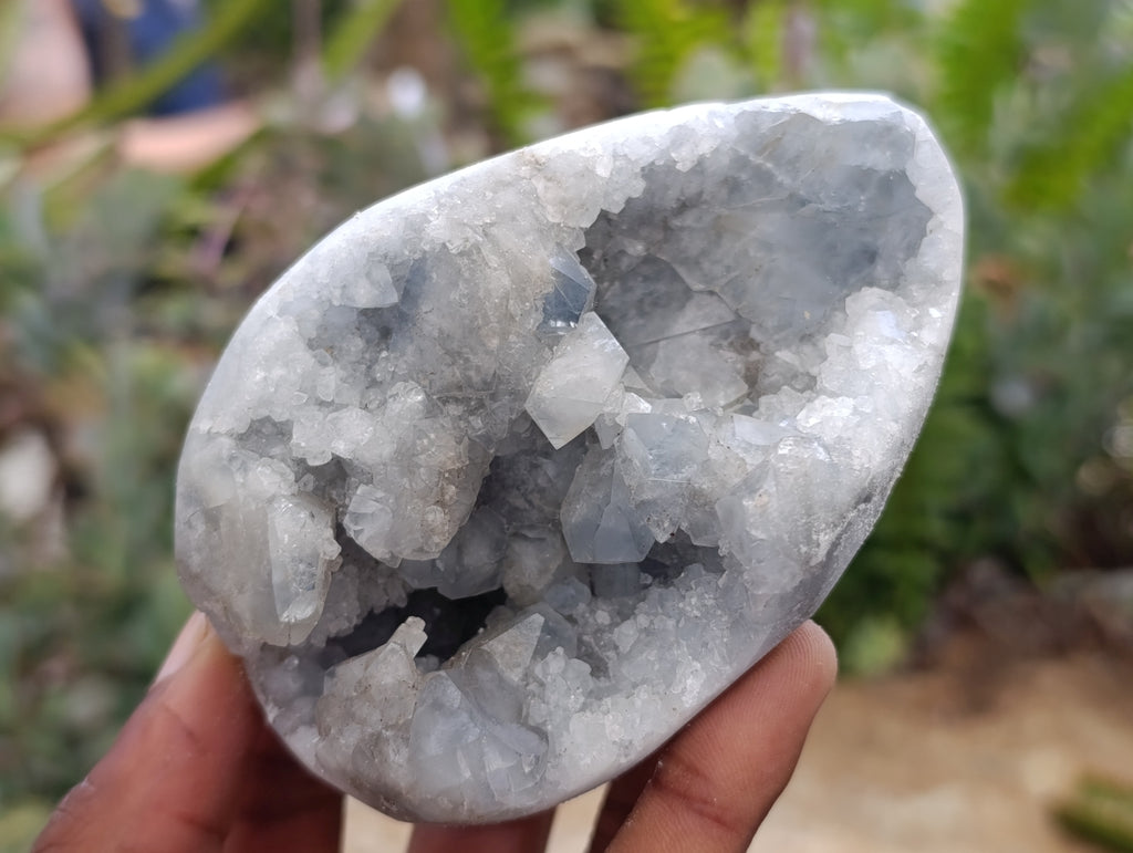 Polished Blue Celestite Gemstone Eggs x 3 From Sakoany, Madagascar