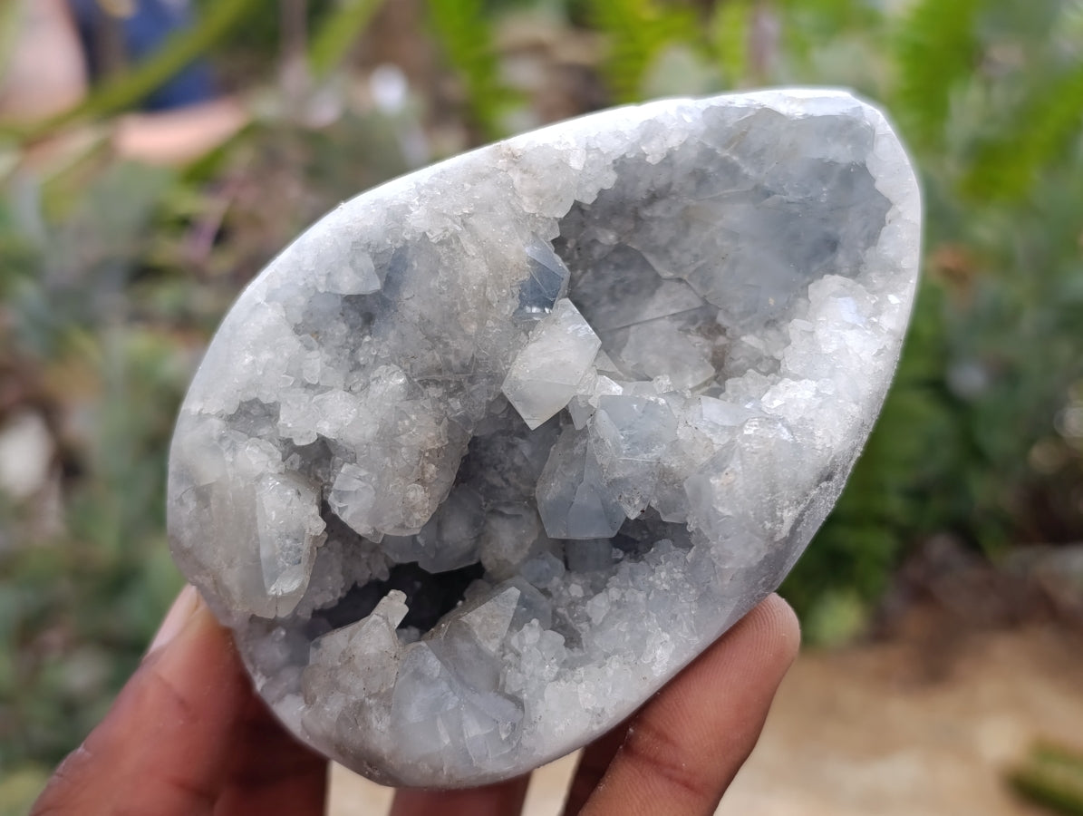 Polished Blue Celestite Gemstone Eggs x 3 From Sakoany, Madagascar