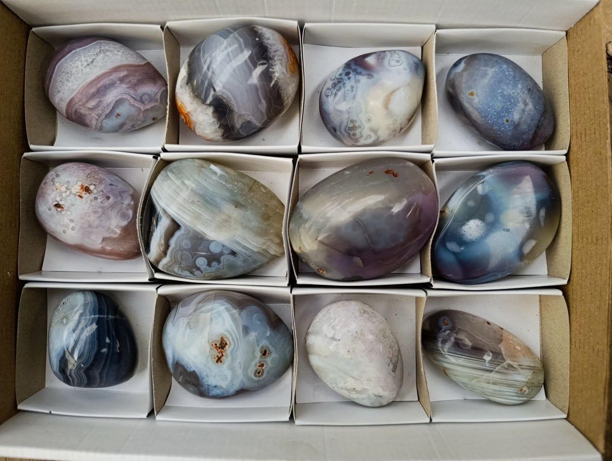 Polished Red Shashe River Agate Galets x 12 From Shashe River, Zimbabwe