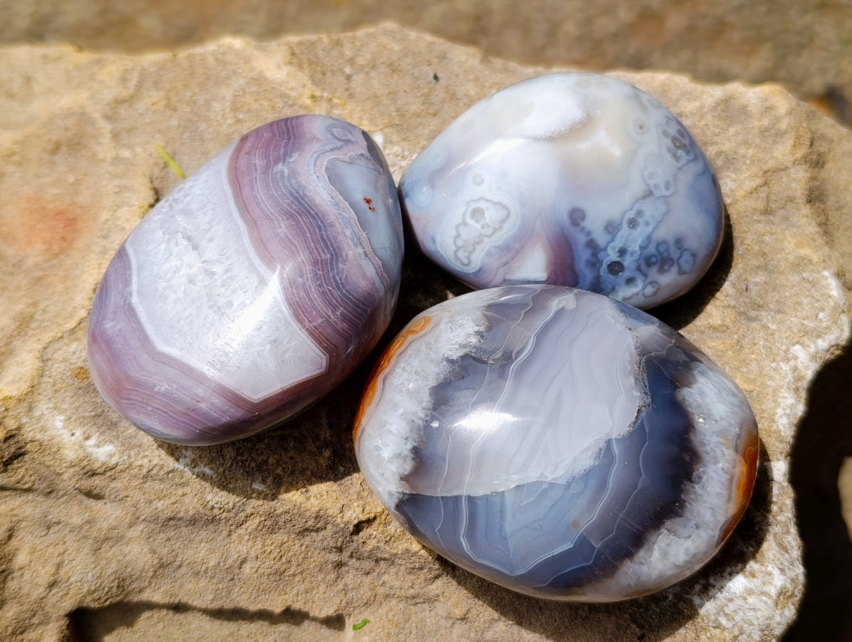 Polished Red Shashe River Agate Galets x 12 From Shashe River, Zimbabwe