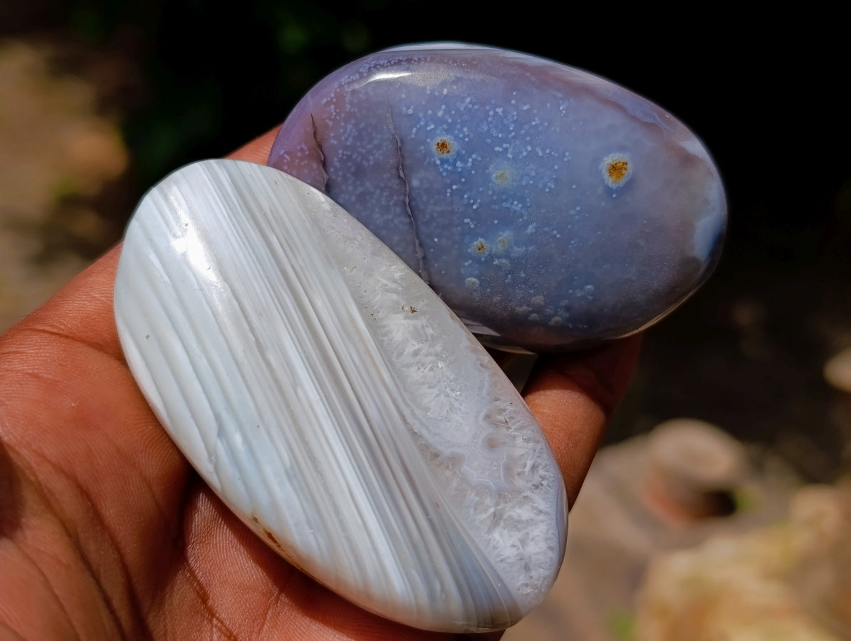 Polished Red Shashe River Agate Galets x 12 From Shashe River, Zimbabwe