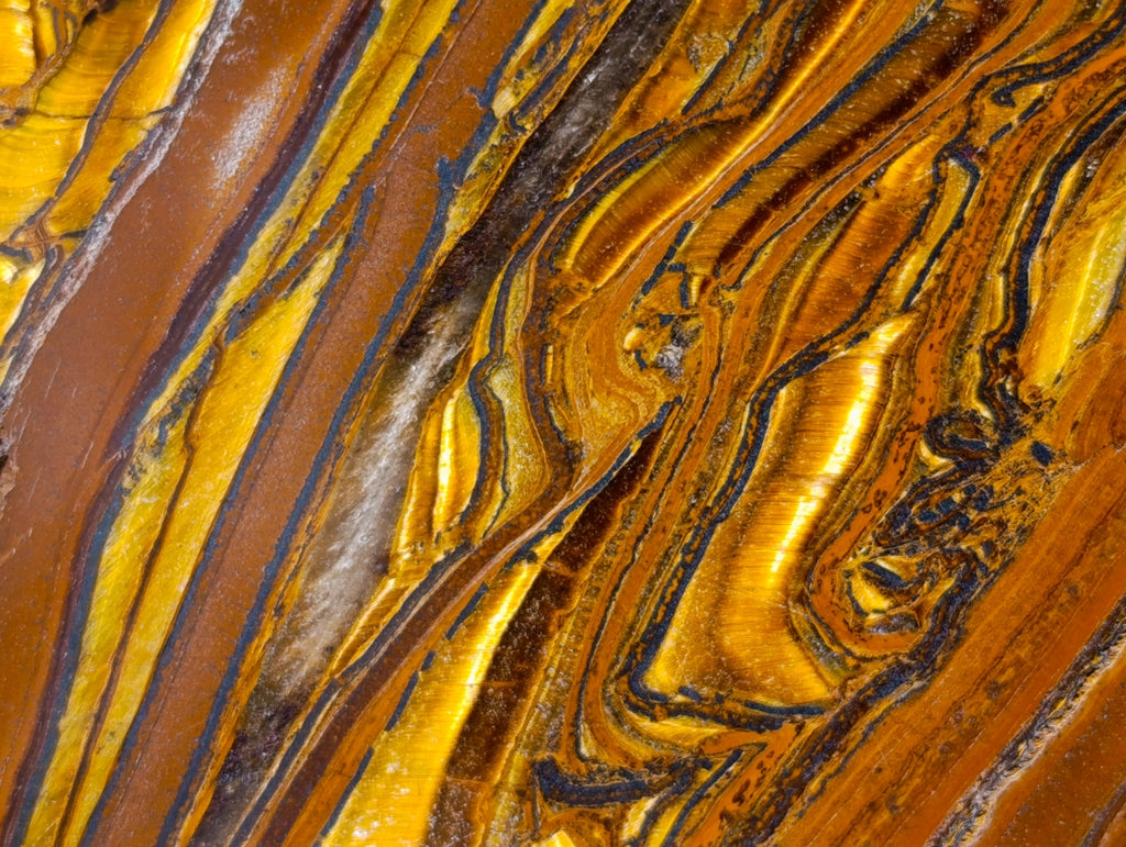 Polished Golden Tigers Eye With Banded Iron Stone Standing Free Forms x 2 From Prieska, South Africa