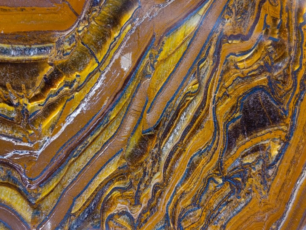 Polished Golden Tigers Eye With Banded Iron Stone Standing Free Forms x 2 From Prieska, South Africa