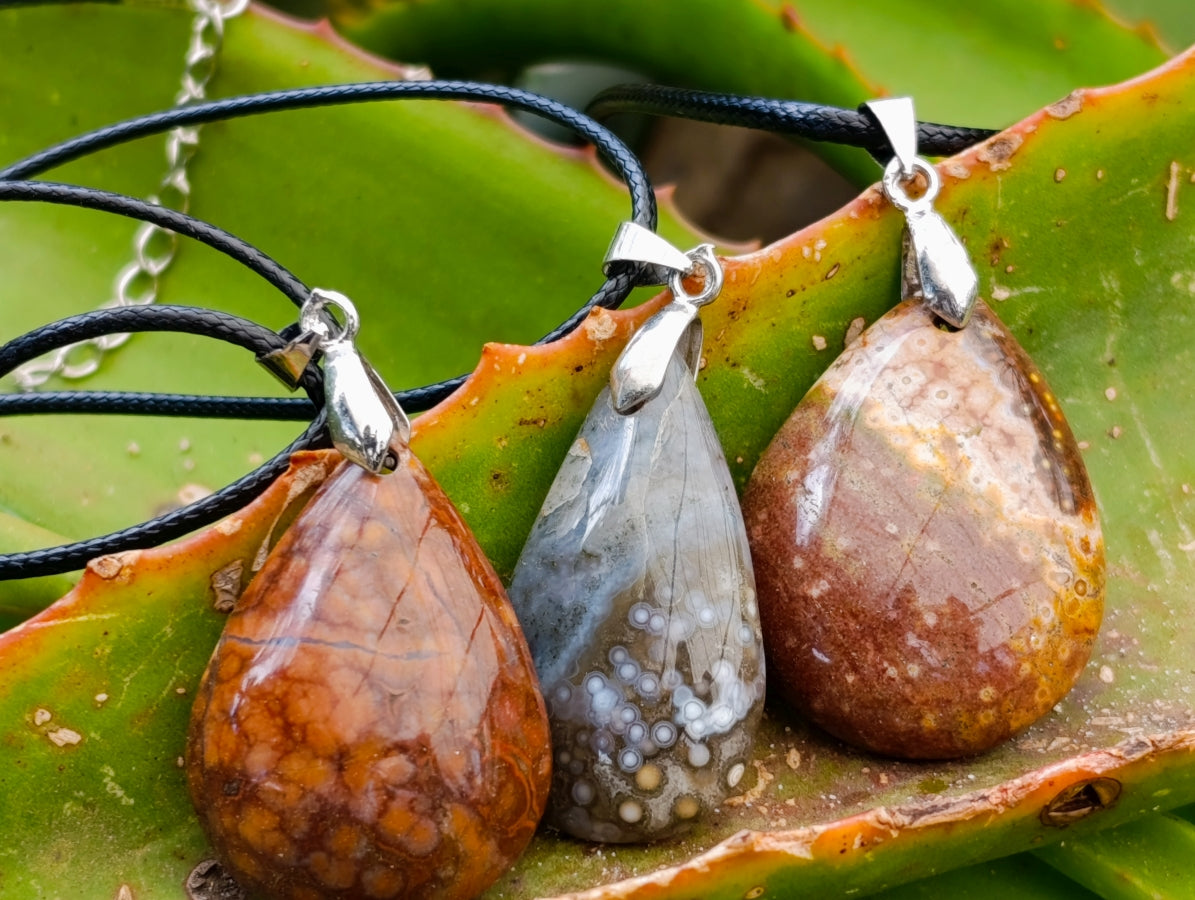 Hand Made Ocean Jasper Mixed Shaped Pendants x 12 From Madagascar