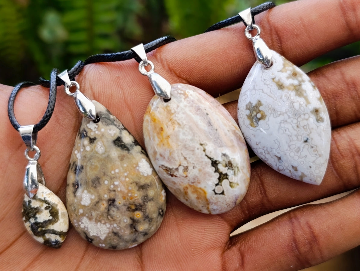 Hand Made Ocean Jasper Mixed Shaped Pendants x 12 From Madagascar