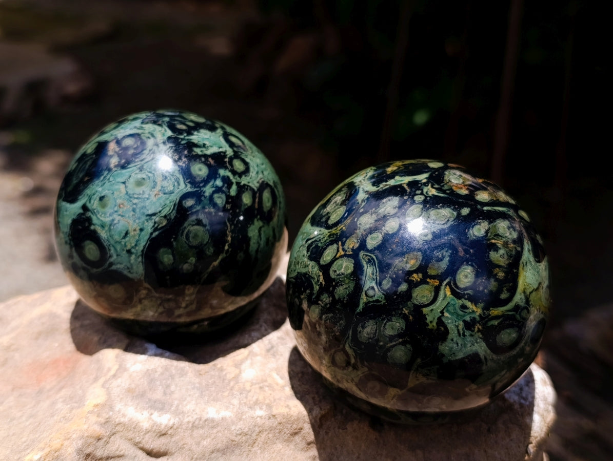 Polished Stromatolite Spheres x 3 From Katsepy, Madagascar