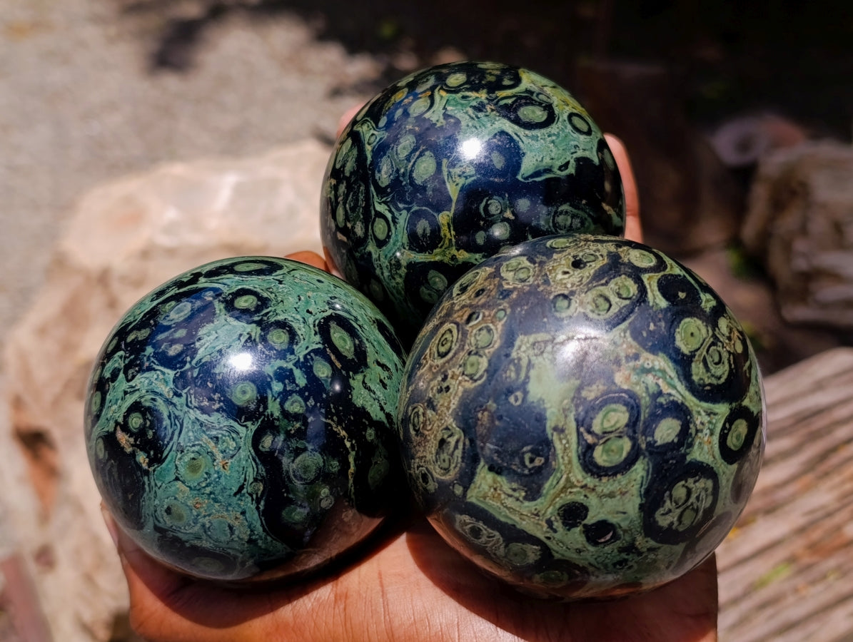Polished Stromatolite Spheres x 3 From Katsepy, Madagascar