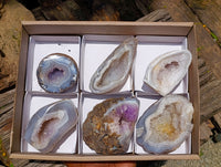 Polished Agate Amethyst Geodes x 6 From Maintirano, Madagascar