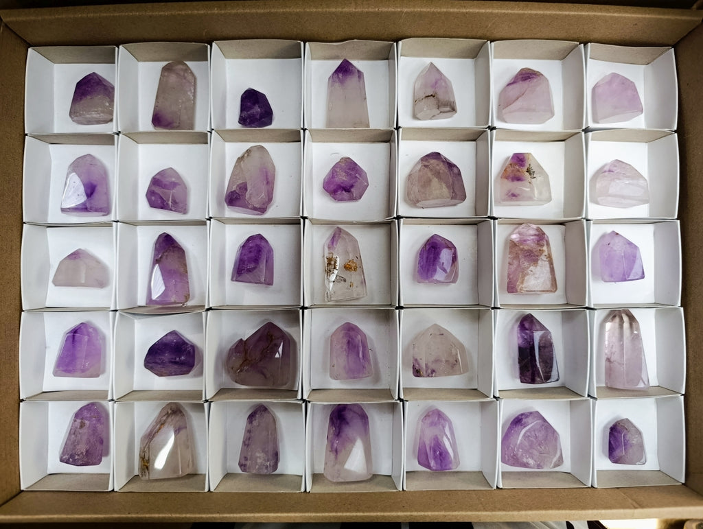 Polished Window Amethyst Crystals x 35 From Akansobe, Madagascar