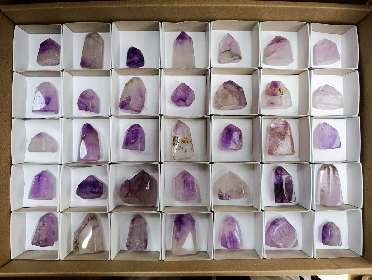 Polished Window Amethyst Crystals x 35 From Akansobe, Madagascar