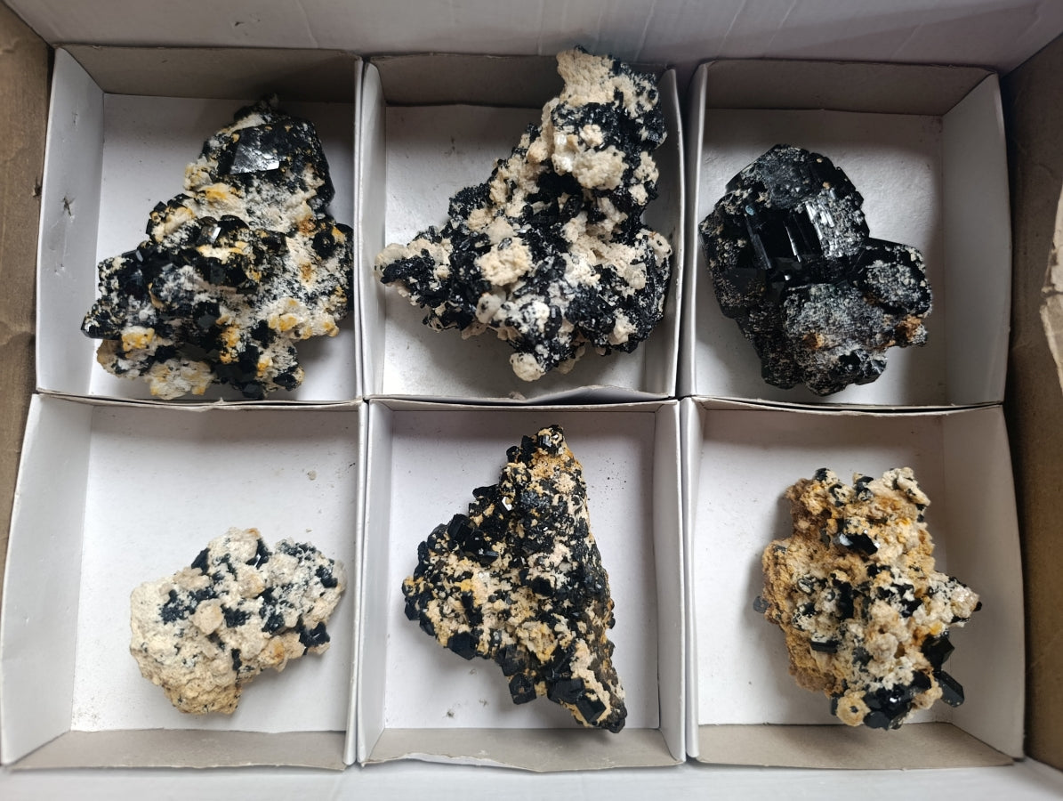 Natural Schorl Black Tourmaline With Orthoclase Specimens x 6 From Erongo, Namibia