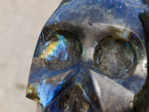 Hand Made Large Labradorite Skull Carving x 1 From Madagascar - Toprock Gemstones and Minerals 