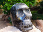Hand Made Large Labradorite Skull Carving x 1 From Madagascar