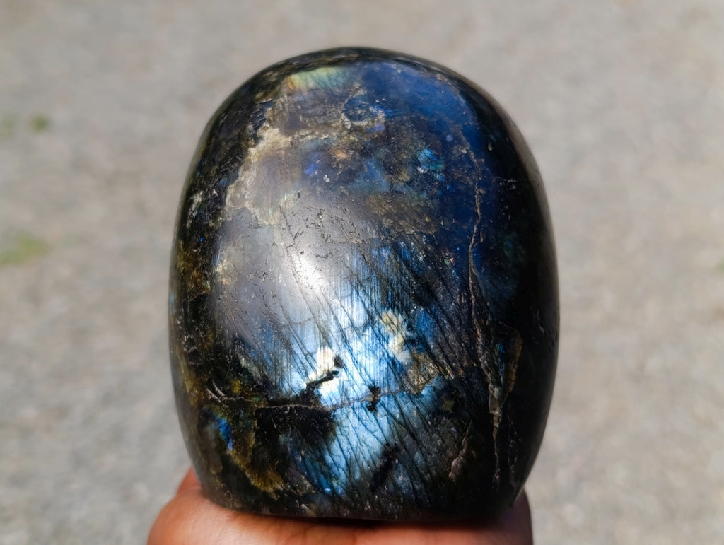 Hand Made Large Labradorite Skull Carving x 1 From Madagascar