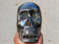 Hand Made Large Labradorite Skull Carving x 1 From Madagascar