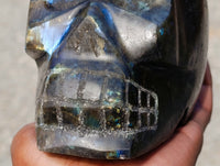 Hand Made Large Labradorite Skull Carving x 1 From Madagascar