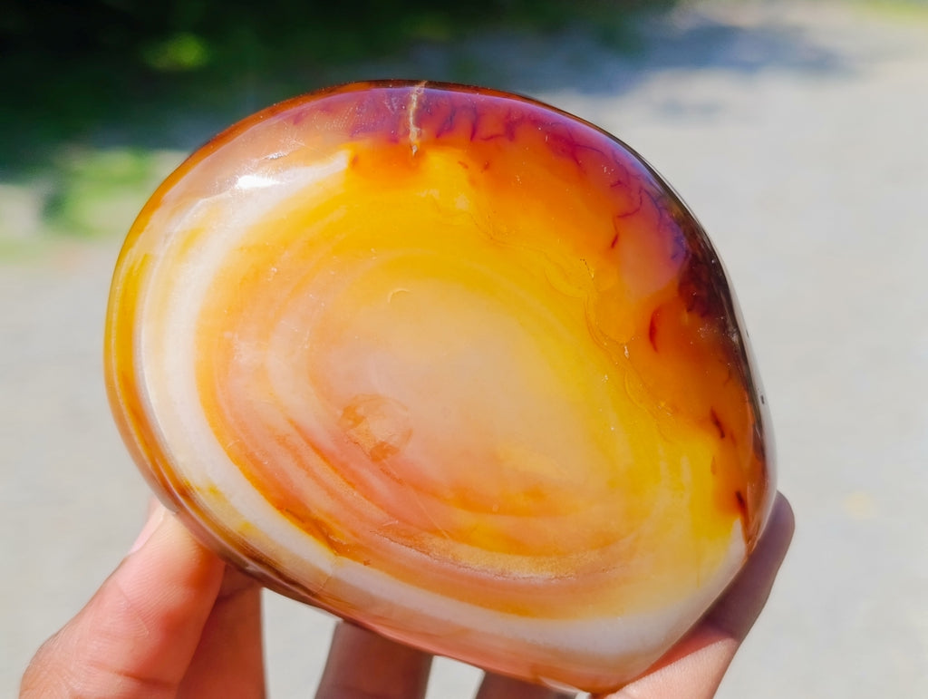 Polished Carnelian Agate Gemstone Standing Free Forms x 3 From Madagascar