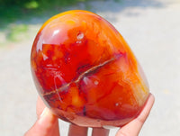 Polished Carnelian Agate Gemstone Standing Free Forms x 3 From Madagascar