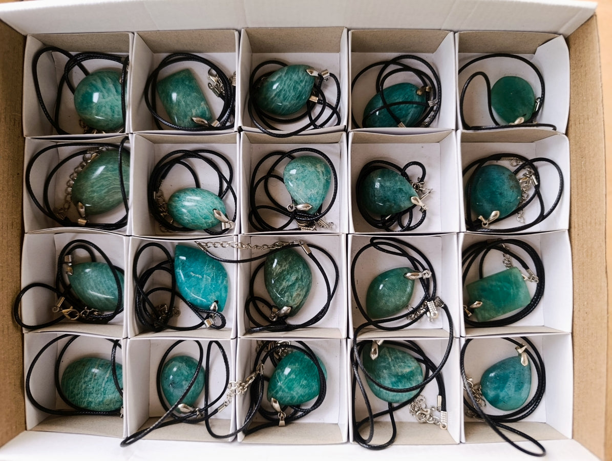 Hand Made Amazonite Mixed Shaped Pendants x 20 From Madagascar