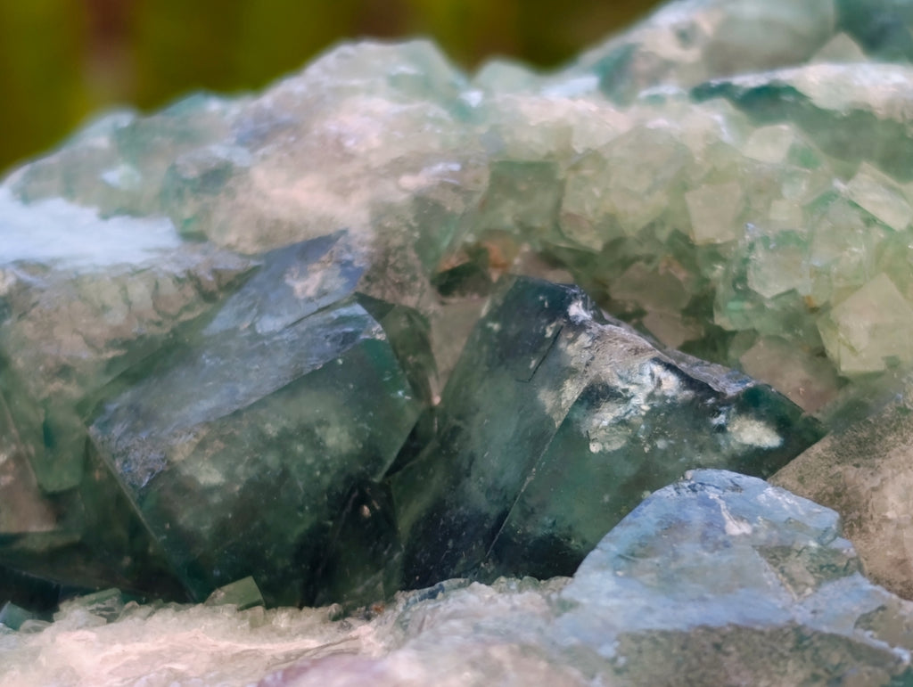 Natural Cubic Green Fluorite Cluster Specimens x 2 From Mandrosonoro, Madagascar