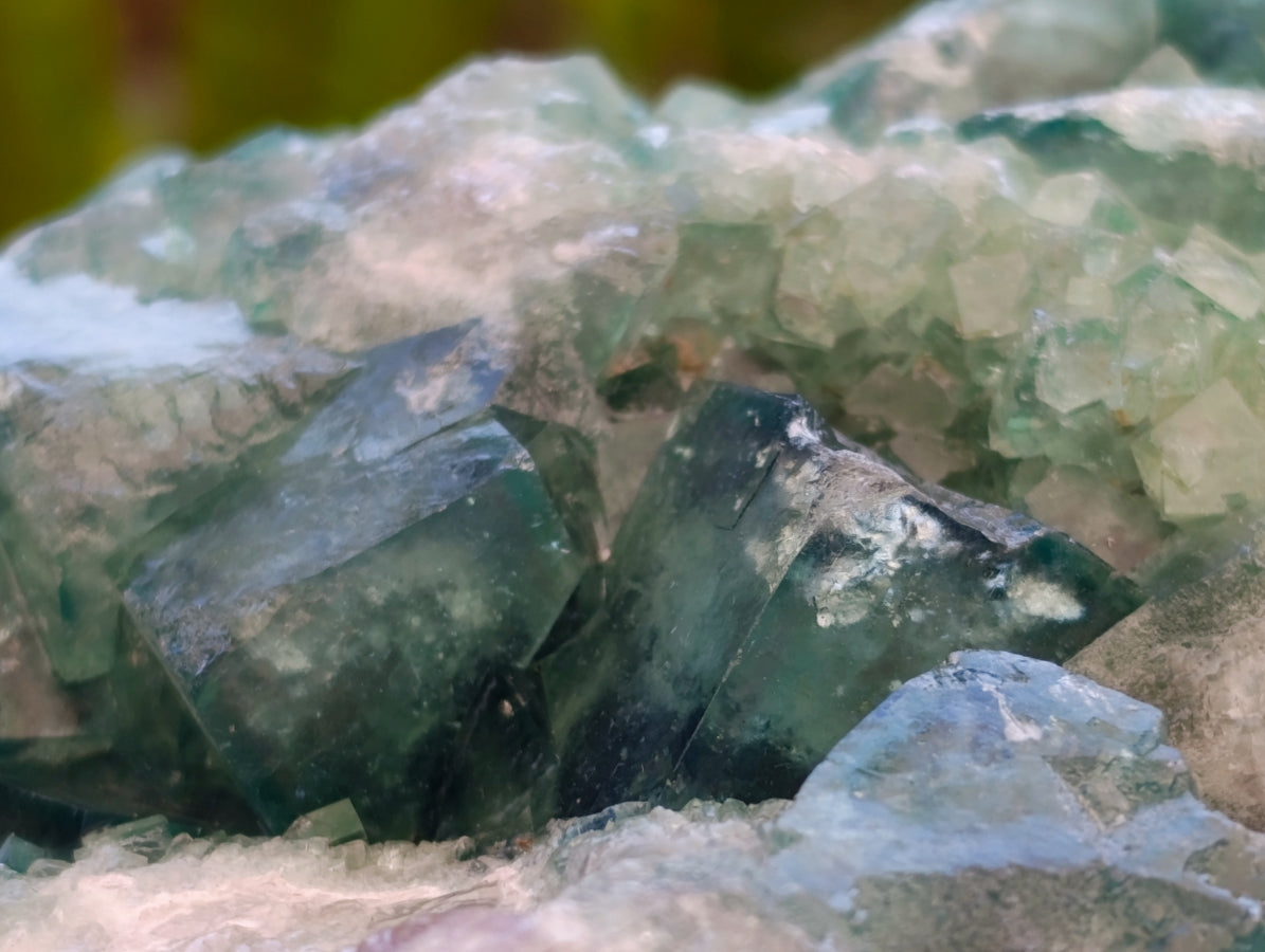 Natural Cubic Green Fluorite Cluster Specimens x 2 From Mandrosonoro, Madagascar