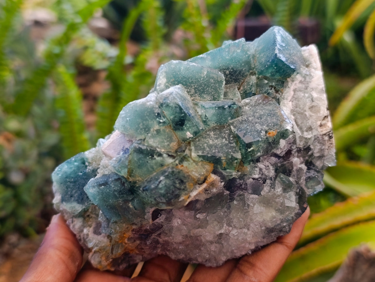 Natural Cubic Green Fluorite Cluster Specimens x 2 From Mandrosonoro, Madagascar