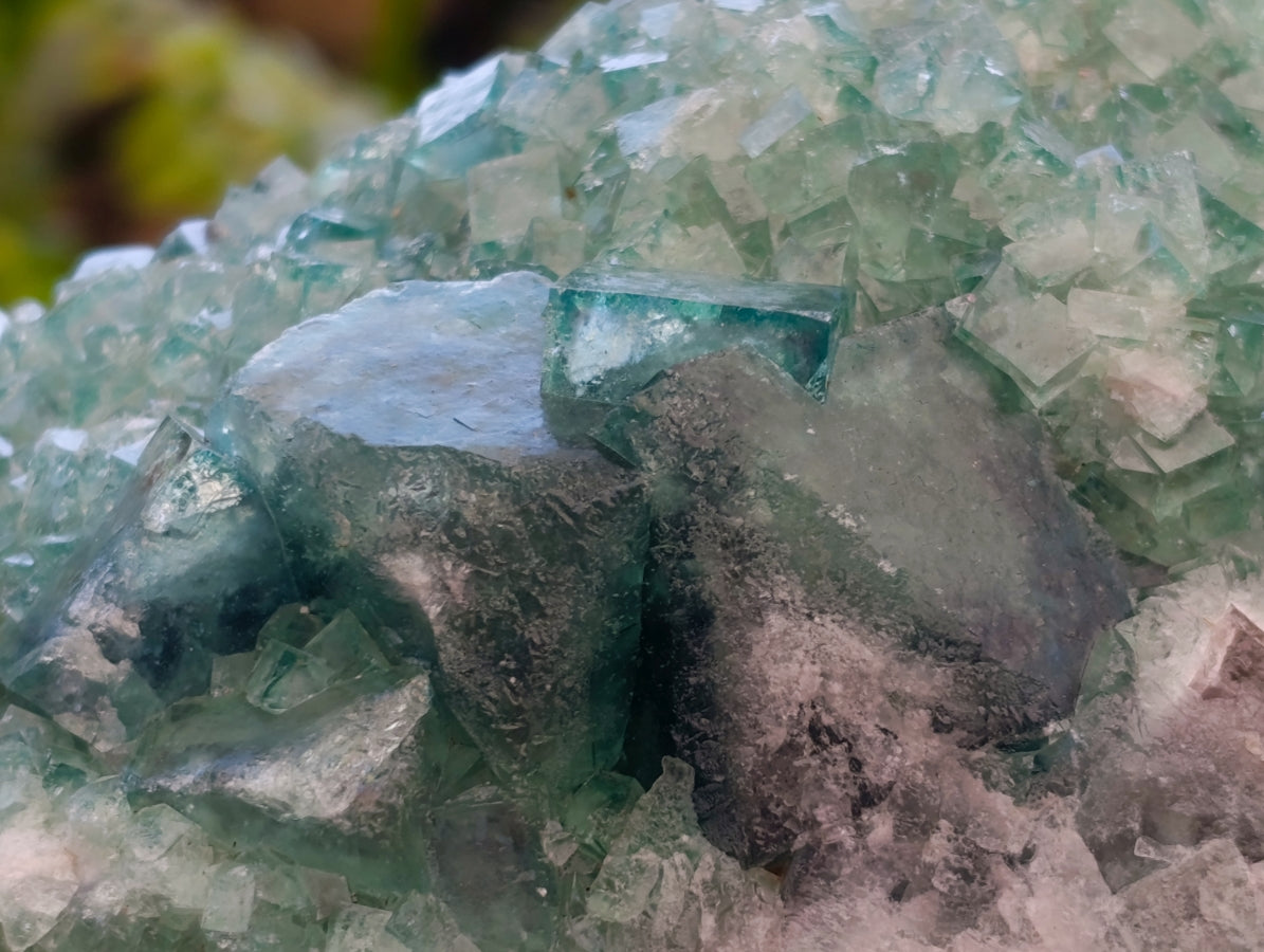 Natural Cubic Green Fluorite Cluster Specimens x 2 From Mandrosonoro, Madagascar