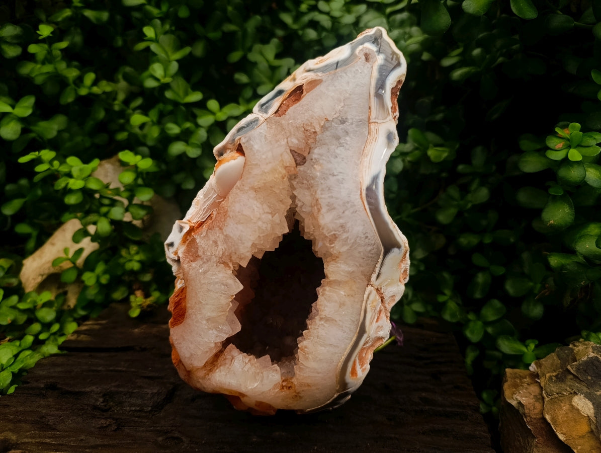 Polished XL Banded Agate with Crystalline Geode x 1 From Maintirano, Madagascar