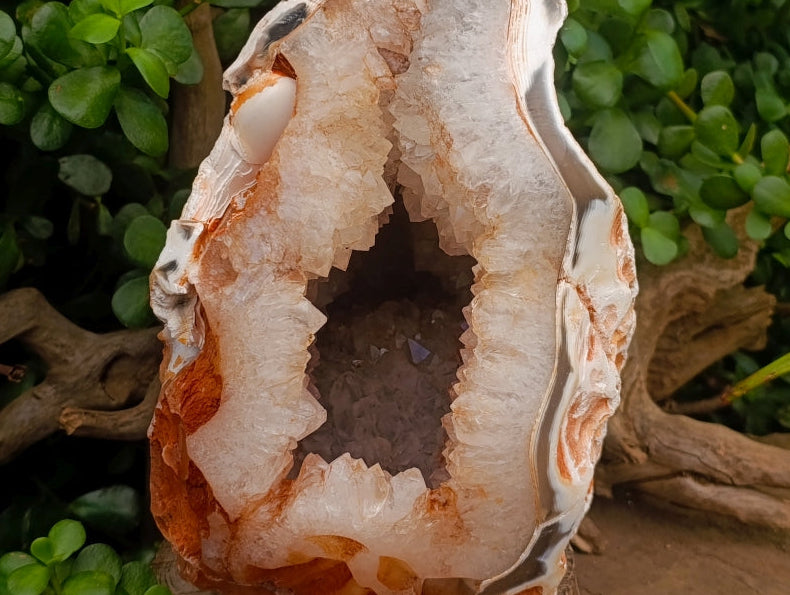 Polished XL Banded Agate with Crystalline Geode x 1 From Maintirano, Madagascar