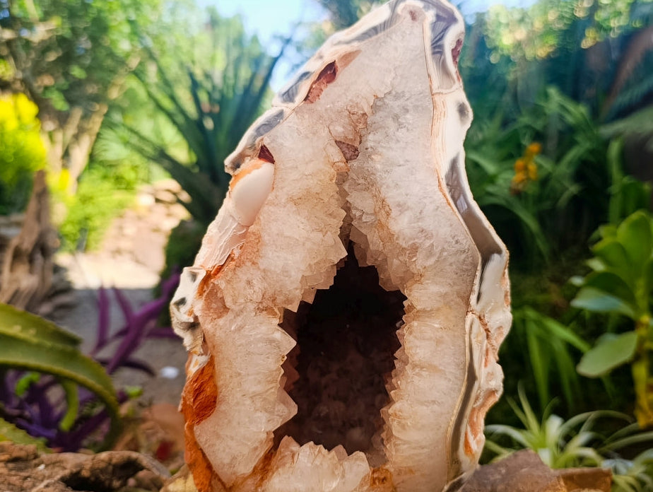 Polished XL Banded Agate with Crystalline Geode x 1 From Maintirano, Madagascar